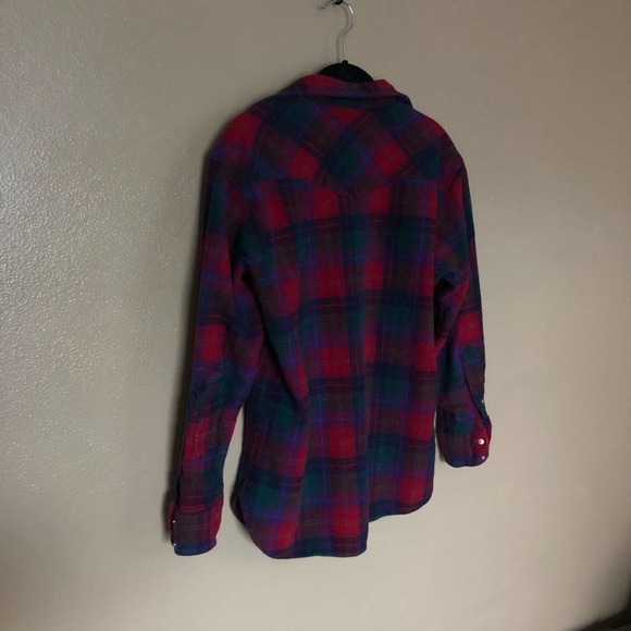Pendleton 100% Wool Plaid Button Down Size L Long - Picture 5 of 5